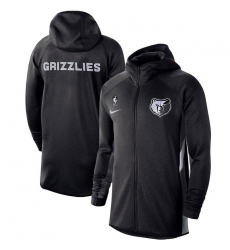 Men Nike Memphis Grizzlies Heathered Black Authentic Showtime Therma Flex Performance Full Zip Hoodie