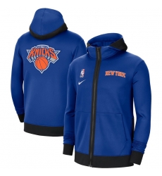 Men Nike New York Knicks Blue Authentic Showtime Performance Full Zip Hoodie Jacket