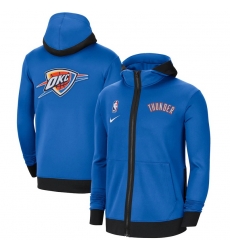 Men Nike Oklahoma City Thunder Blue Authentic Showtime Performance Full Zip Hoodie Jacket