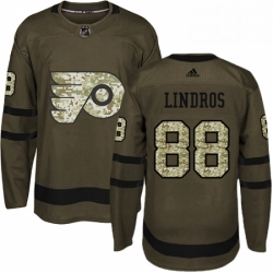 Mens Adidas Philadelphia Flyers 88 Eric Lindros Authentic Green Salute to Service NHL Jersey 