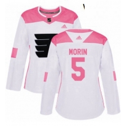 Womens Adidas Philadelphia Flyers 5 Samuel Morin Authentic WhitePink Fashion NHL Jersey 