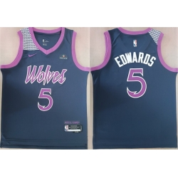 Men Minnesota Timberwolves 5 Anthony Edwards Navy Stitched jersey