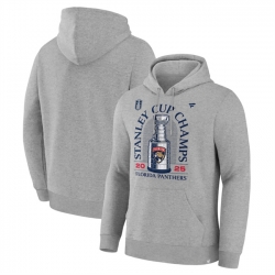 Men Florida Panthers Heather Gray 2025 Stanley Cup Champions Locker Room Fleece Pullover Hoodie