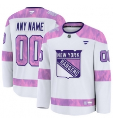 Men Women Youth New York Rangers Fanatics 2024 Hockey Fights Cancer Custom Practice Jersey White
