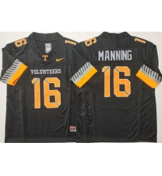 Men Tennessee Volunteers Black #16 Peyton Manning White F U S E Stitched NCAA Jersey