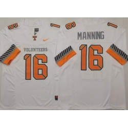 Men Tennessee Volunteers White #16 Peyton Manning White F U S E Stitched NCAA Jersey