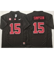 Men Alabama Crimson Tide Black #15 TY SIMPSON Stitched F U S E NCAA Jersey