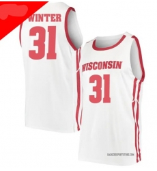 Men Nolan Winter Jersey Badgers Nolan #31 White