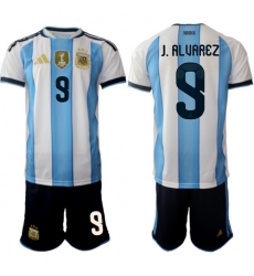 Argentina 2026 FIFA World Cup Soccer Jersey White #9 J. ALVAREZ
