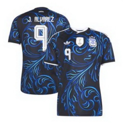 Men 9Julian Alvarez Argentina National Team adidas 2026 Away Replica Jersey Black 2