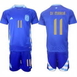 Men Argentina 11  C1ngel Fabi E1n Di Mar EDa Blue 2024 25 Away SoccerJersey Suit
