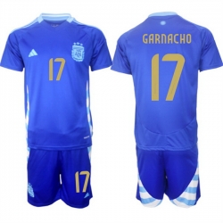 Men Argentina 17 Alejandro Garnacho Blue 2024 25 Away SoccerJersey Suit