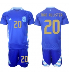 Men Argentina 20 Alexis Mac Allister Blue 2024 25 Away SoccerJersey Suit