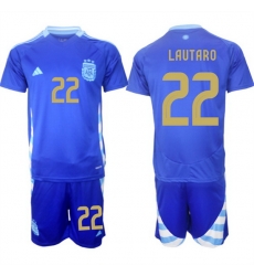 Men Argentina 22 Lautaro Blue 2024 25 Away SoccerJersey Suit