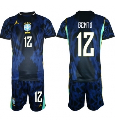 Youth Brazil 2026 FIFA World Cup Blue Away Soccer Jersey BENTO #12 Youth Brazil 2026 FIFA World Cup Blue Away Soccer Jersey BENTO #12