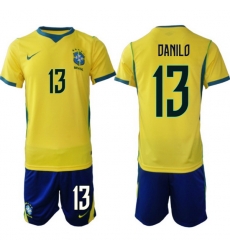 Youth Brazil 2026 FIFA World Cup Yellow Home Soccer Jersey DANILO #13 Youth Brazil 2026 FIFA World Cup Yellow Home Soccer Jersey DANILO #13