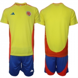 Men Colombia Team Custom Yellow Red 2024 25 Home Soccer Jersey Suit