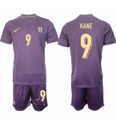 Men England 9 Harry Kane 2024 25 Purple Away Soccer Jersey Suit