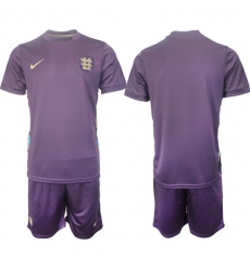 Men England Blank 2024 25 Purple Away Soccer Jersey Suit