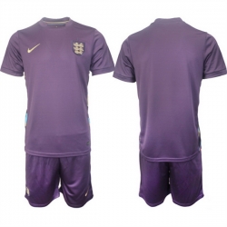 Men England Blank 2024 25 Purple Away Soccer Jersey Suit