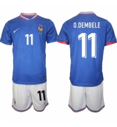 Men France 11 Ousmane Dembl Blue 2024 25 Home Soccer Jersey Suit Men France 11 Ousmane Dembl Blue 2024 25 Home Soccer Jersey Suit