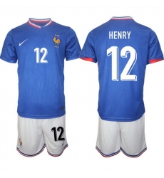 Men France 12 Henry Blue 2024 25 Home Soccer Jersey Suit Men France 12 Henry Blue 2024 25 Home Soccer Jersey Suit