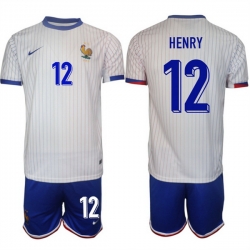 Men France 12 Henry White 2024 25 Away Soccer Jersey Suit