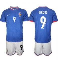 Men France 9 Olivier Giroud Blue 2024 25 Home Soccer Jersey Suit Men France 9 Olivier Giroud Blue 2024 25 Home Soccer Jersey Suit