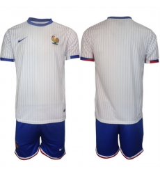 Men France Blank White 2024 25 Away Soccer Jersey Suit