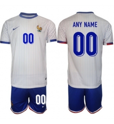 Men France Custom White 2024 25 Away Soccer Jersey Suit