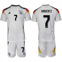 Men Germany 7 Kai Havertz White 2024 25 Home Soccer Jersey Suit