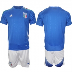 Men Italy Custom 2024 25 Blue Home Soccer Jersey Suit