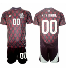 Men Mexico Custom 2024 25 Burgundy Home Soccer Jersey Suit