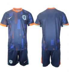 Men Netherlands Custom Navy 2024 25 Away Soccer Jersey Suit