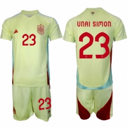 Men Spain Team 23 Unai Simn 2024 25 Yellow Away Soccer Jersey Suit
