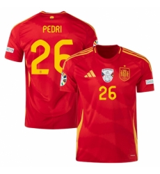 Men Spain Team 26 Pedri Scarlet 2024 Home Soccer Jersey