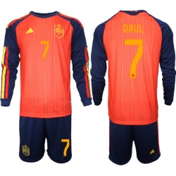 Spain 2026 FIFA World Cup Soccer Jersey Red LONG #7 SAUL