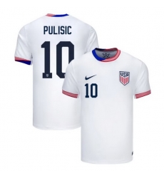 Men American Team 10 Christian Pulisic 2024 25 Home Soccer Jersey Suit