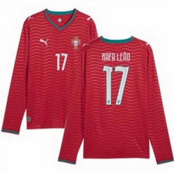 Men 17 Portugal Rafael Leao Home Replica Jersey   2