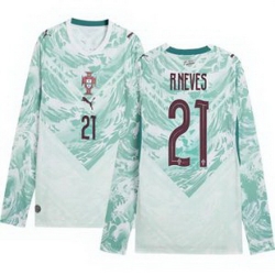 Men 21 Portugal Replica Ruben Neves Long Sleeve Away Jersey   2