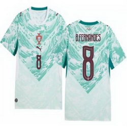 Men 8 Portugal Replica Bruno Fernandes Long Sleeve Away Jersey   1