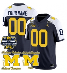 Men Women Youth Michigan Wolverines ACTIVE PLAYER Custom Navy White Alternate F U S E  CFP 2023 National Champions Patch Vapor Stitched Football Jersey
