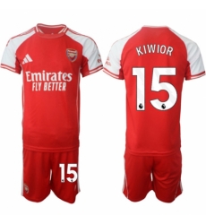 Men Arsenal FC 15 Jakub Kiwior Red 2025 Home Soccer Jersey Suit