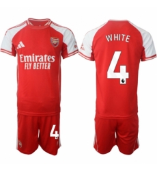 Men Arsenal FC 4 Ben White Red 2025 Home Soccer Jersey Suit
