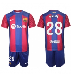 Men Barcelona 28 Balde Blue Red 2023 24 Home Soccer Jersey