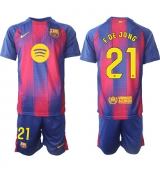 Men FC Barcelona 2026 Soccer Jerseys PinkBlue #21 F.DE JONG