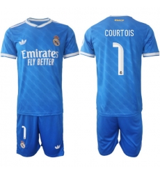 Men Real Madrid 2026 Soccer Jerseys Blue #1 COURTOIS