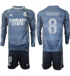 Men Real Madrid 2026 Soccer Jerseys DarkBlue Long #8 VALVERDE