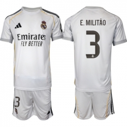 Men Real Madrid 2026 Soccer Jerseys White #3 E.MILITAO