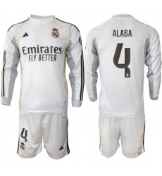 Men Real Madrid 2026 Soccer Jerseys White Long #4 ALABA
